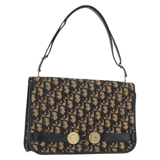 Christian Dior Vintage Trotter Shoulder Bag Canvas, NAVY, CANVAS, Shoulder bag