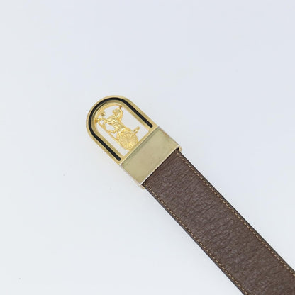 Celine Belt Leather with Metal, BROWN, LEATHER, Belts
