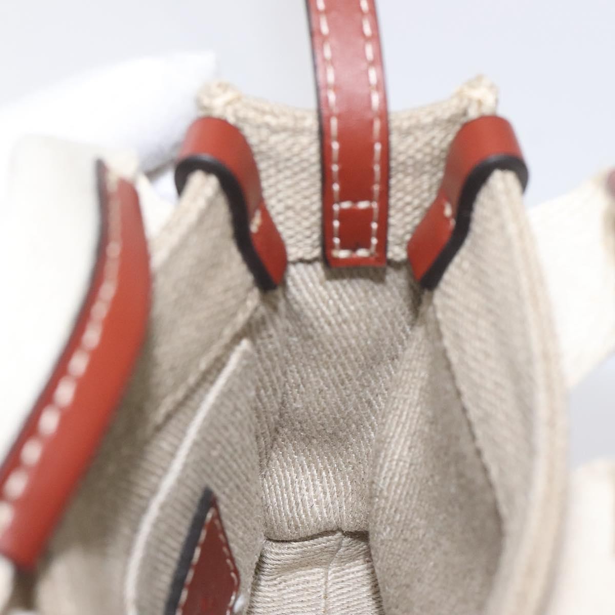 Chloe Woody Tote Canvas with Leather, BEIGE, CANVAS, Tote bag