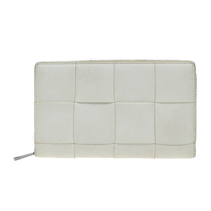 Bottega Veneta Cassette Zip Around Wallet Maxi Intrecciato Leather, WHITE, LEATHER, Wallets