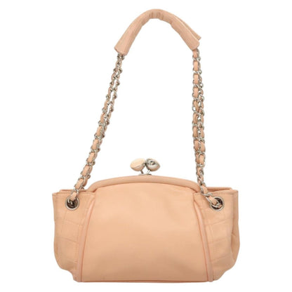 Chanel Kisslock Accordion Handbag Leather, PINK, LEATHER, Shoulder bag