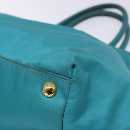 Prada Logo Bow Tote Tessuto with Leather, TURQUOISE, NYLON, Tote bag