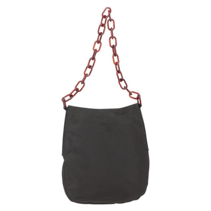 Prada Resin chain shoulder bag Nylon, BROWN, NYLON, Shoulder bag