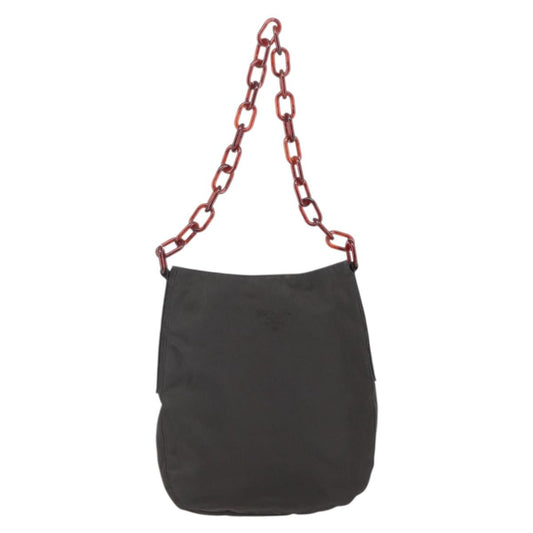 Prada Resin chain shoulder bag Nylon, BROWN, NYLON, Shoulder bag