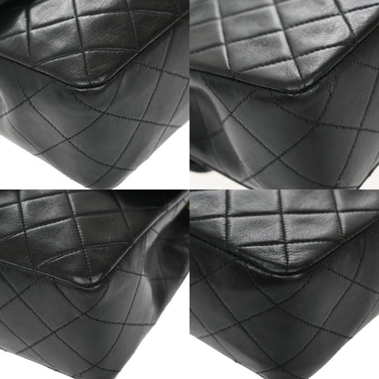 Chanel Vintage Square Classic Flap Bag Quilted Lambskin, BLACK, LEATHER, Shoulder bag