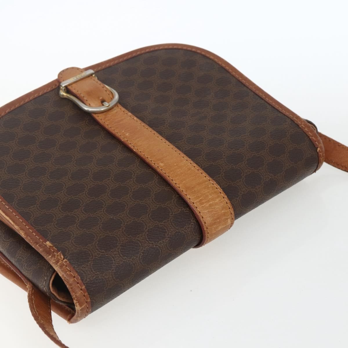 Celine Vintage Macadam Shoulder Bag Canvas and Leather, BROWN, CANVAS, Shoulder bag