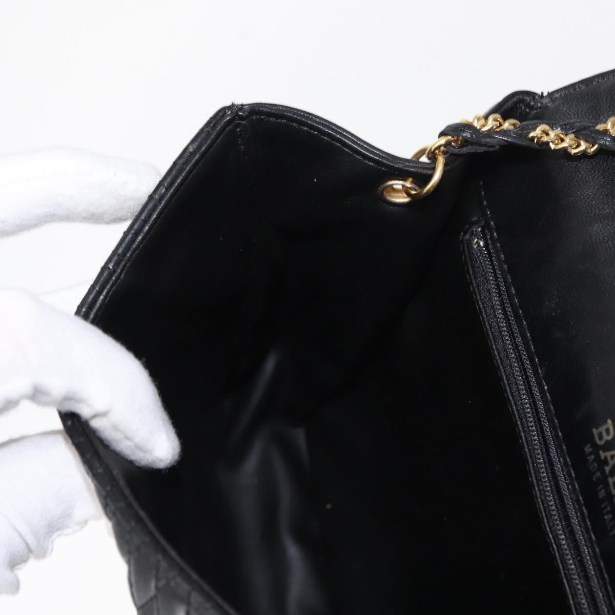 Bally Vintage Chain Shoulder Bag Quilted Leather, BLACK, LEATHER, Shoulder bag