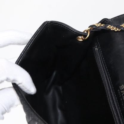 Bally Vintage Chain Shoulder Bag Quilted Leather, BLACK, LEATHER, Shoulder bag