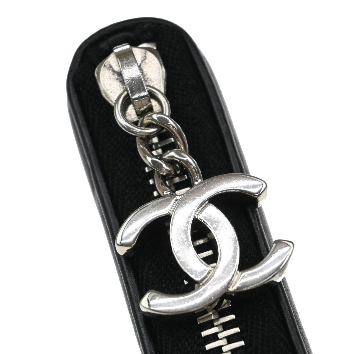 Chanel CC Charm Zip Around Wallet Quilted Lambskin, Black, Leather, Wallet