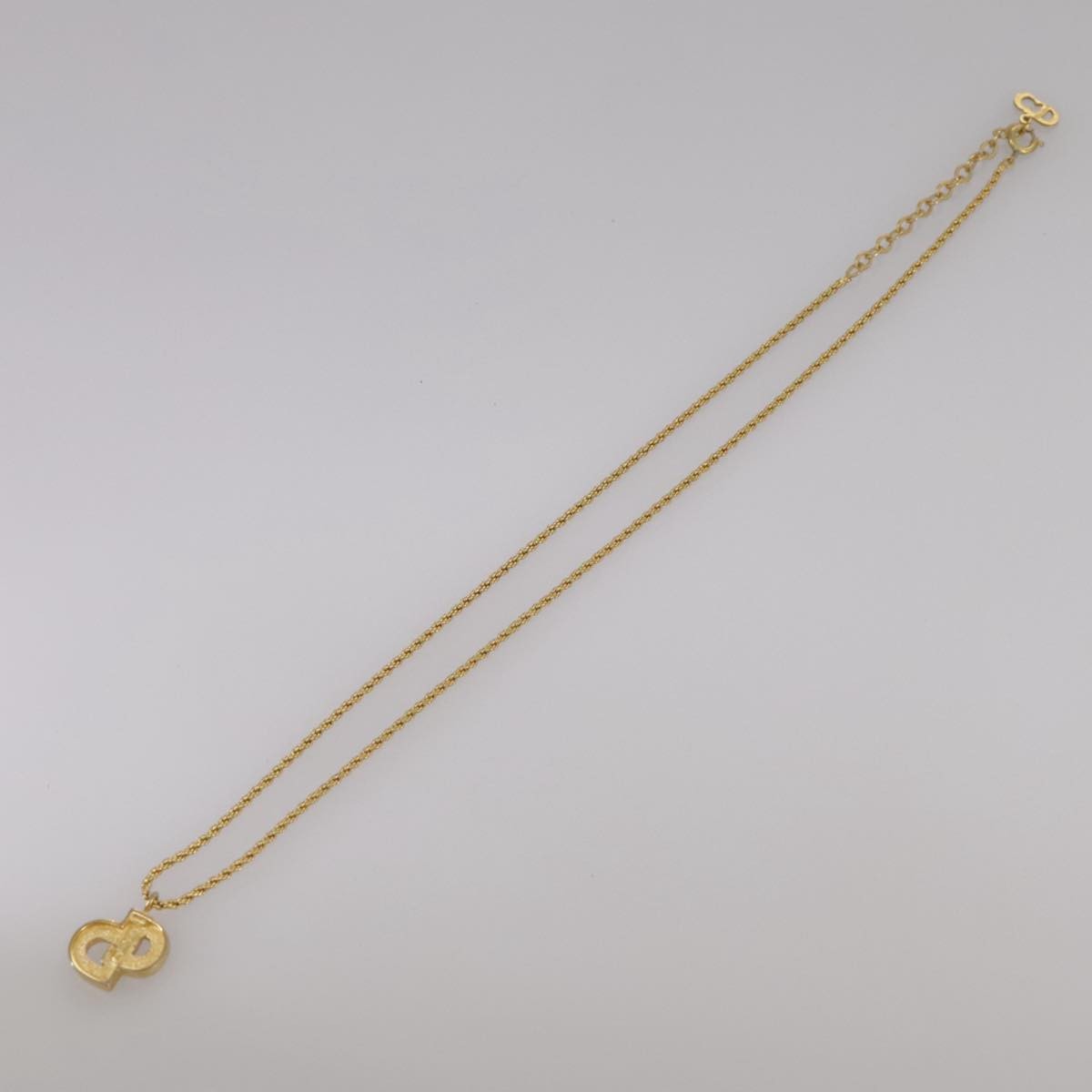 Christian Dior CD Pendant Necklace Metal and Crystals, GOLD, METAL, Necklace