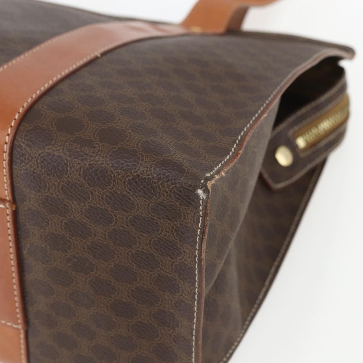 Celine Vintage Macadam Tote bag Canvas and Leather, BROWN, CANVAS, Tote bag