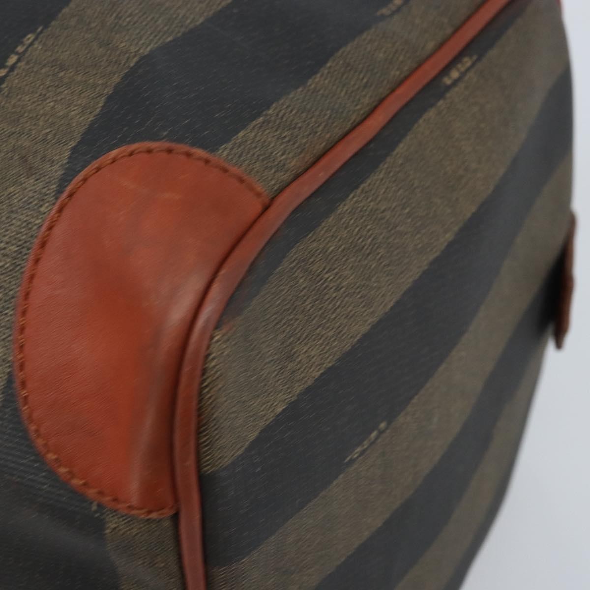 Fendi Vintage Pequin Boston Bag Coated Canvas, Brown, Canvas, Travel Bag