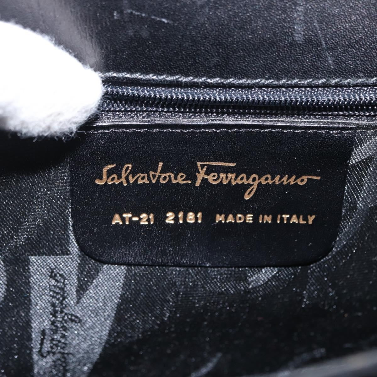 Salvatore Ferragamo Convertible Top Handle Bag Leather, BLACK, LEATHER, Handbag
