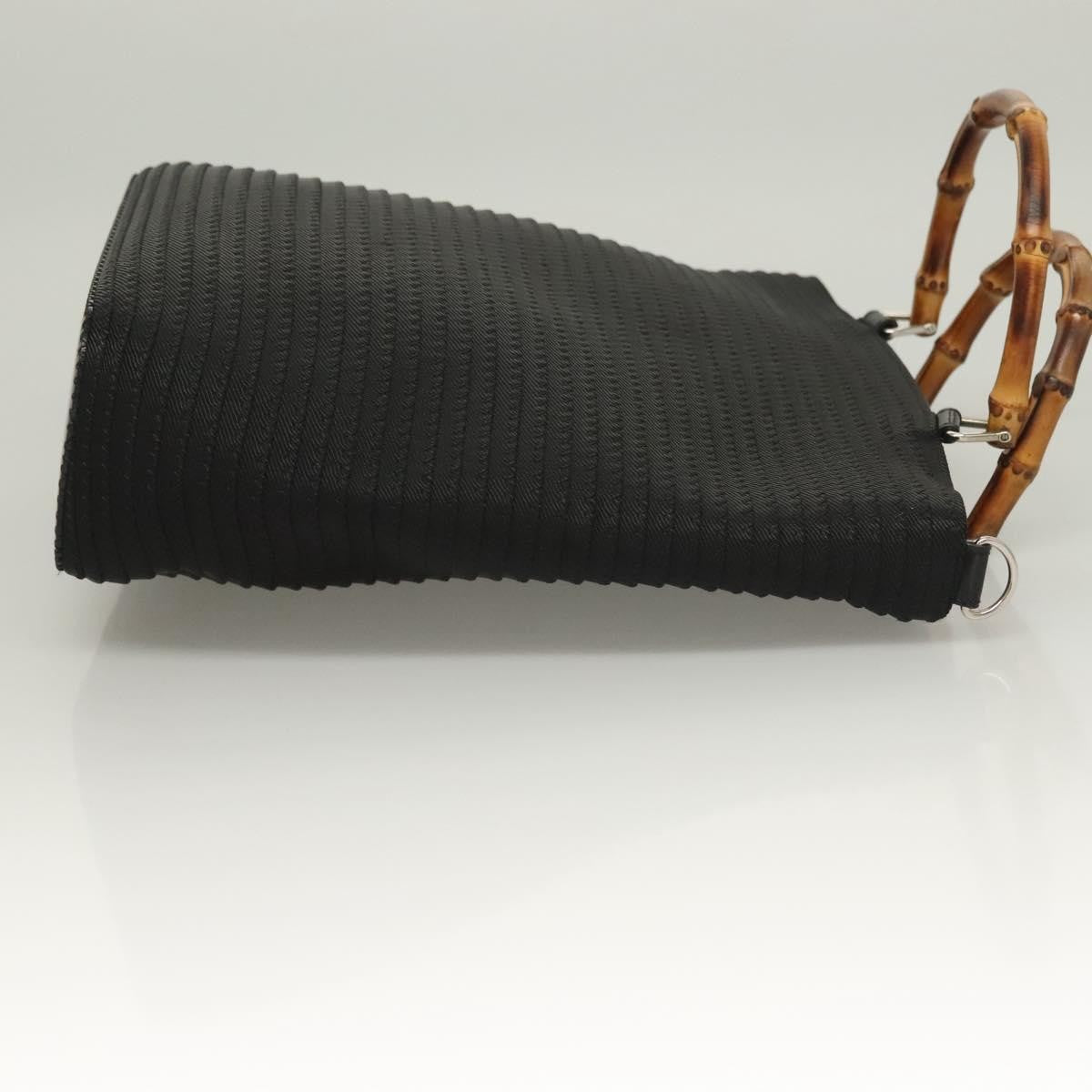 Gucci Vintage Bamboo Handle Bag Nylon, BLACK, NYLON, Handbag