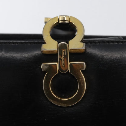 Salvatore Ferragamo Gancini handbag Leather, BLACK, LEATHER, Handbag