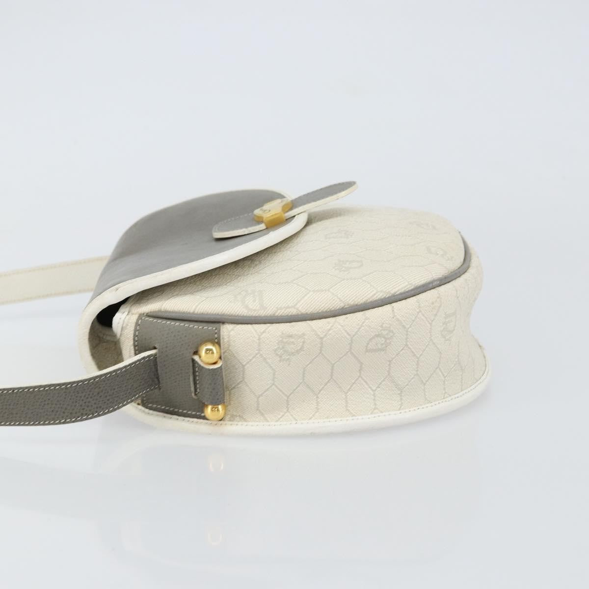 Christian Dior Vintage Honeycomb Flap Crossbody Bag Canvas and Leather, WHITE, CANVAS, Shoulder bag