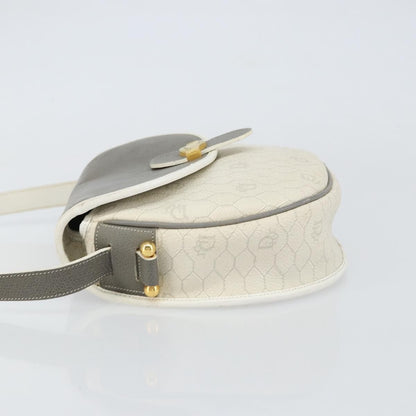Christian Dior Vintage Honeycomb Flap Crossbody Bag Canvas and Leather, WHITE, CANVAS, Shoulder bag