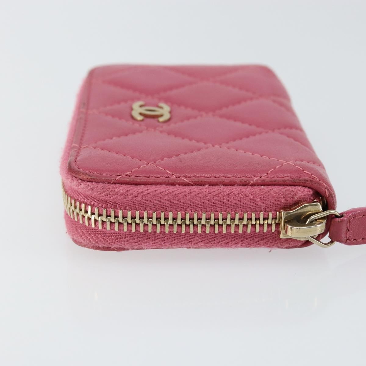 Chanel So Black CC Zip Coin Purse Quilted Lambskin, PINK, LEATHER, Wallets