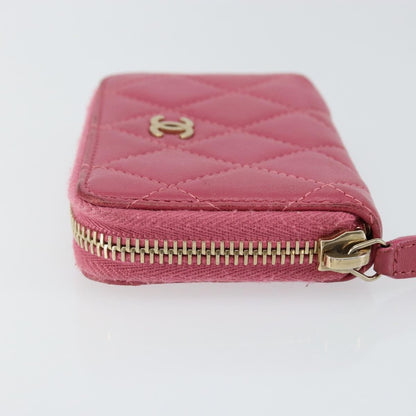 Chanel So Black CC Zip Coin Purse Quilted Lambskin, PINK, LEATHER, Wallets