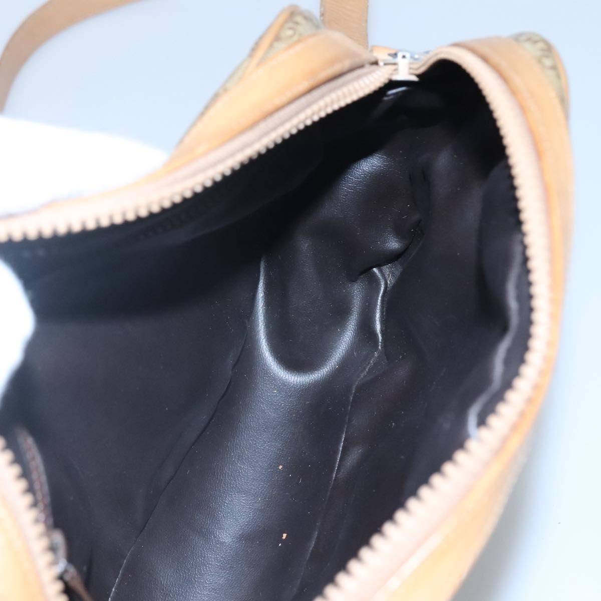 Celine Vintage Macadam Shoulder Bag Canvas and Leather, Beige, Canvas, Shoulder Bag
