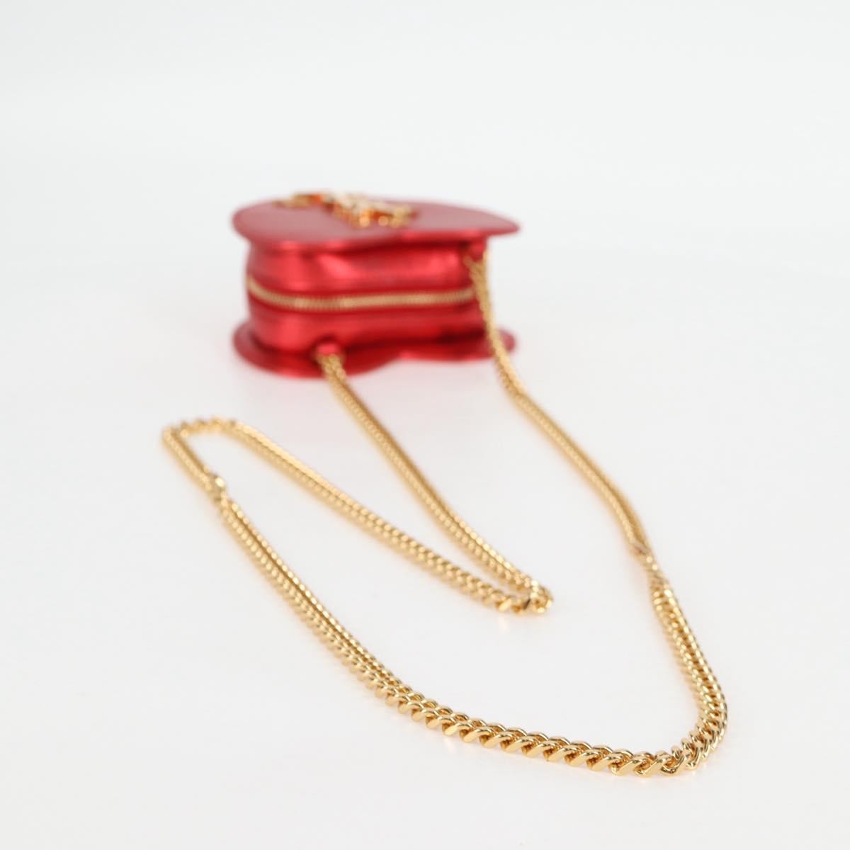 Saint Laurent Love Heart Chain Bag Leather, RED, LEATHER, Shoulder bag