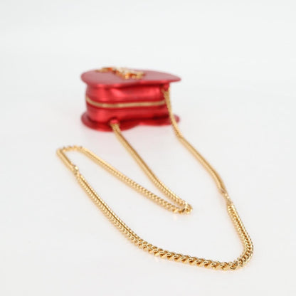 Saint Laurent Love Heart Chain Bag Leather, RED, LEATHER, Shoulder bag