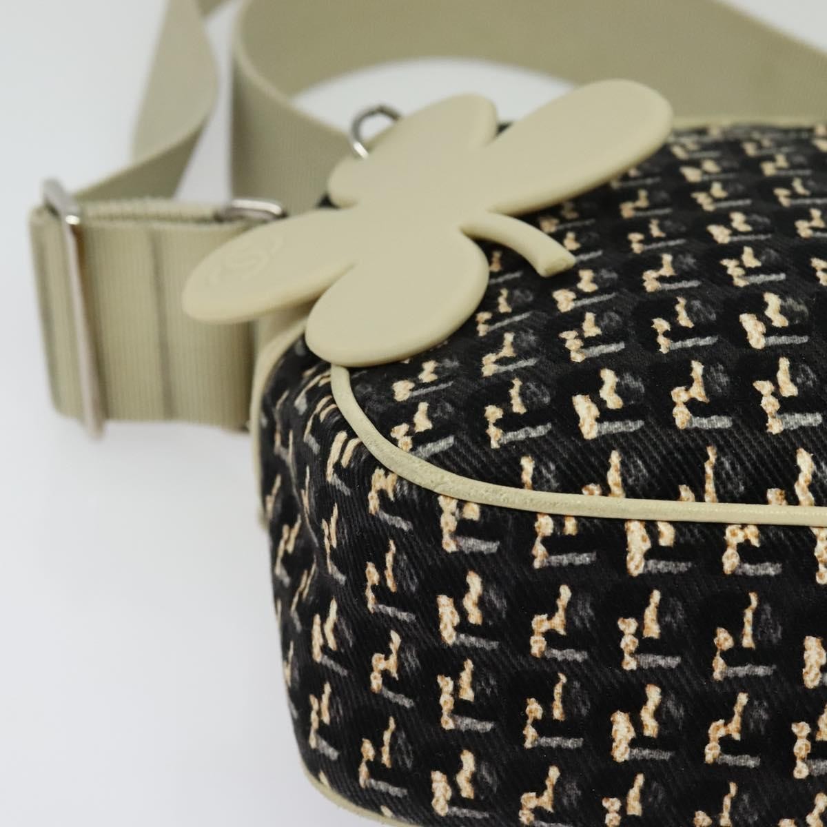 Chanel Vintage Clover Camera Bag Printed Canvas, BLACK, CANVAS, Shoulder bag