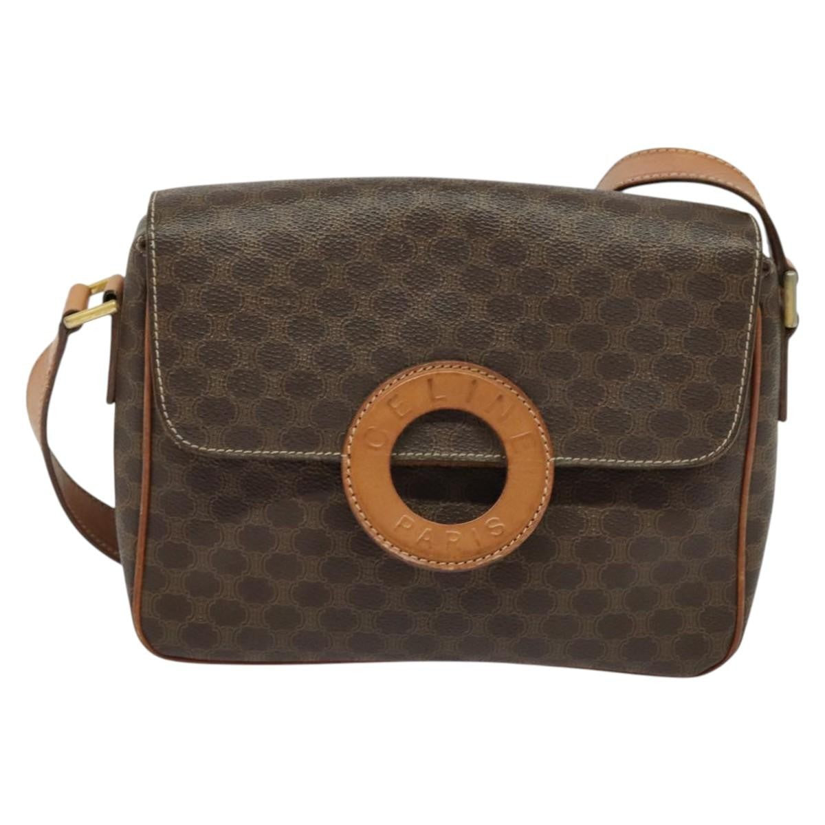 Celine Macadam Shoulder Bag PVC Leather, BROWN, CANVAS, Shoulder bag