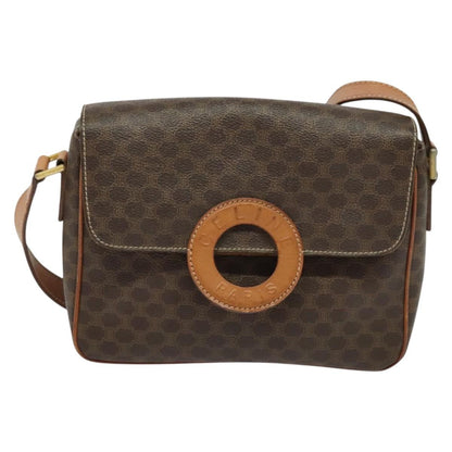 Celine Macadam Shoulder Bag PVC Leather, BROWN, CANVAS, Shoulder bag