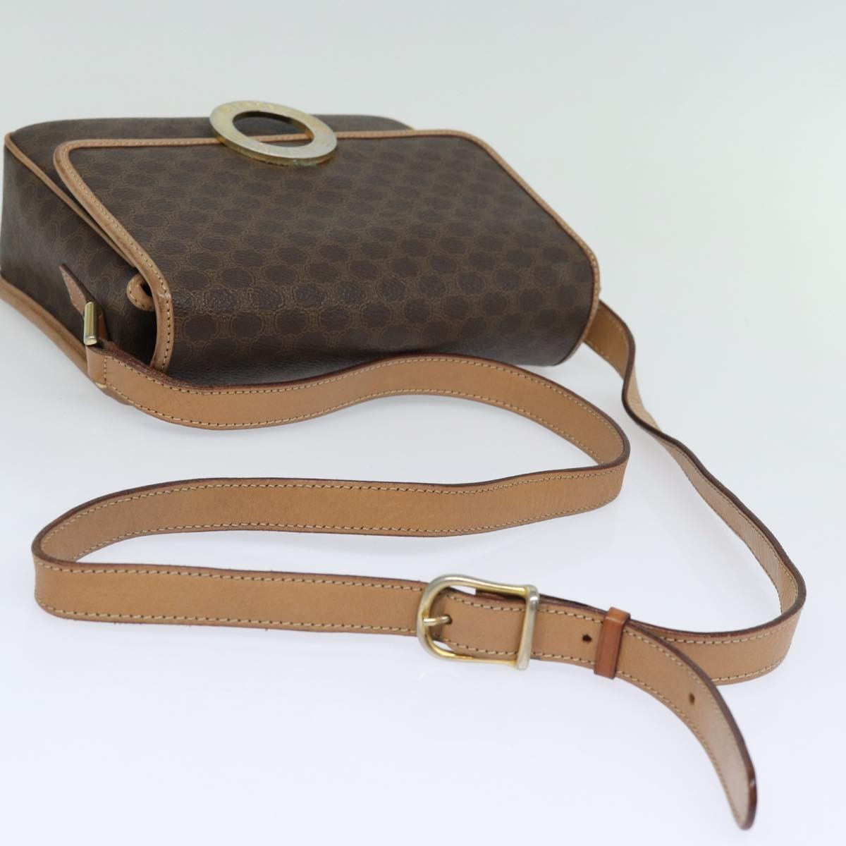 Celine Macadam Shoulder Bag PVC Leather, BROWN, CANVAS, Shoulder bag