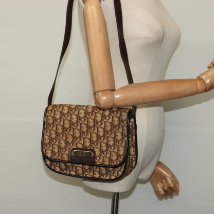 Christian Dior Vintage Trotter Flap Shoulder Bag Canvas, BROWN, CANVAS, Shoulder bag