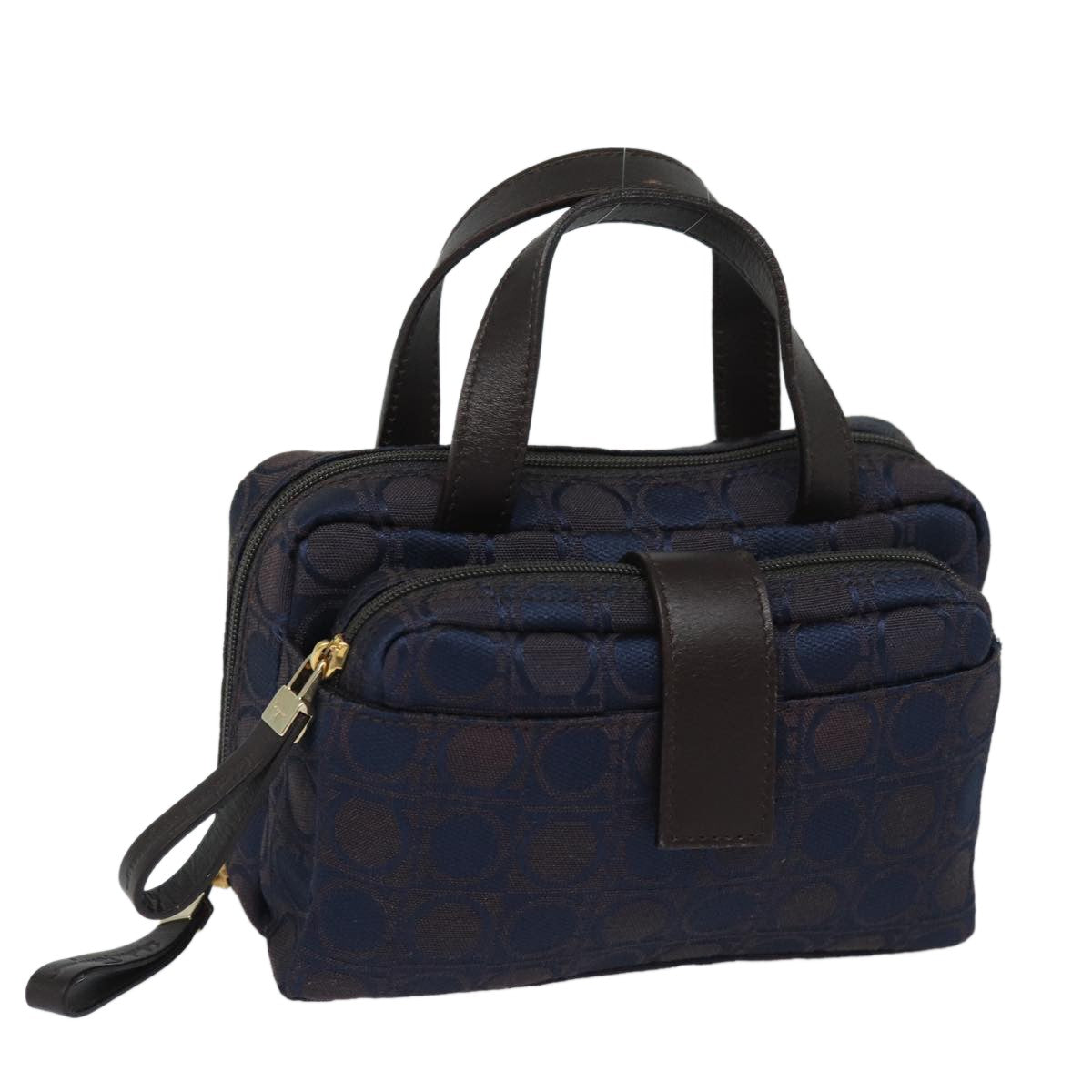 Salvatore Ferragamo Gancini mini handbag Canvas, NAVY, CANVAS, Handbag