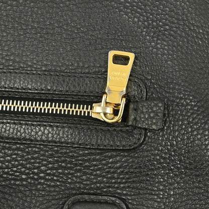 Prada Front Zip Tote Vitello Daino, BLACK, LEATHER, Handbag