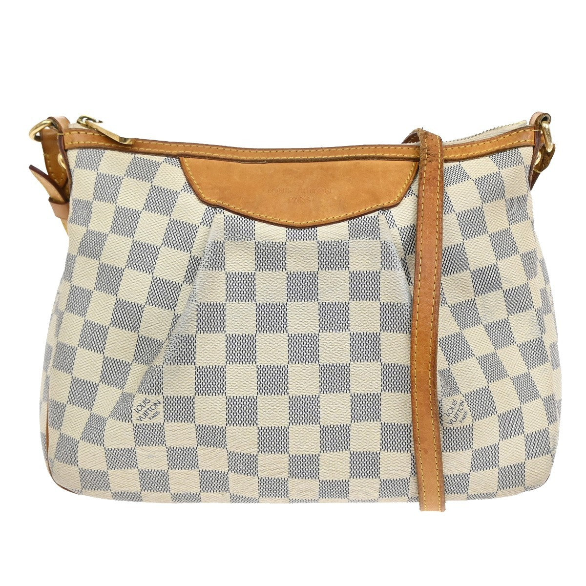 Louis Vuitton Siracusa Handbag Damier, WHITE, LEATHER, Shoulder bag