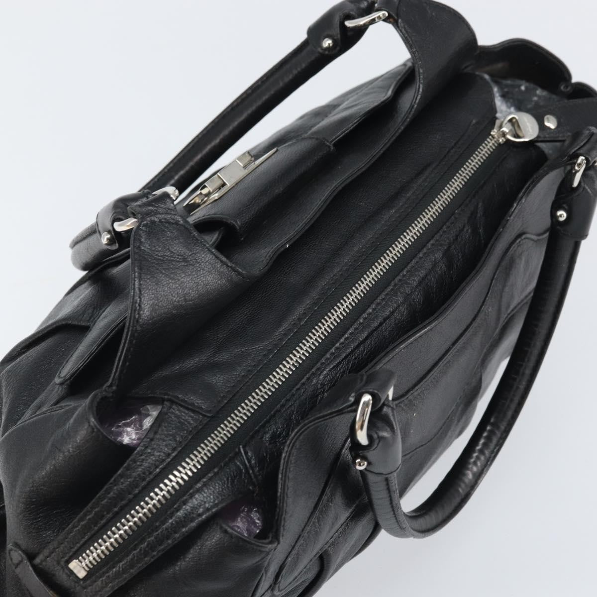 Salvatore Ferragamo Gancini handbag Leather, Black, Leather, Handbag