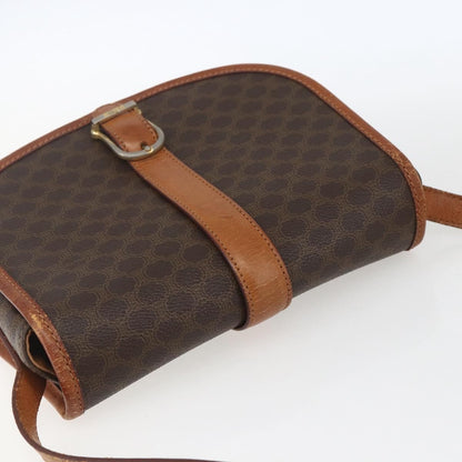 Celine Vintage Macadam Shoulder Bag Canvas and Leather, BROWN, PVC, Shoulder bag