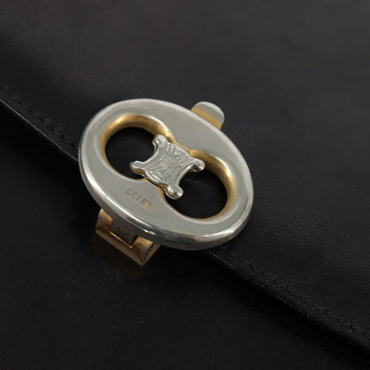 Celine Shoulder Bag Leather, BLACK, LEATHER, Shoulder bag