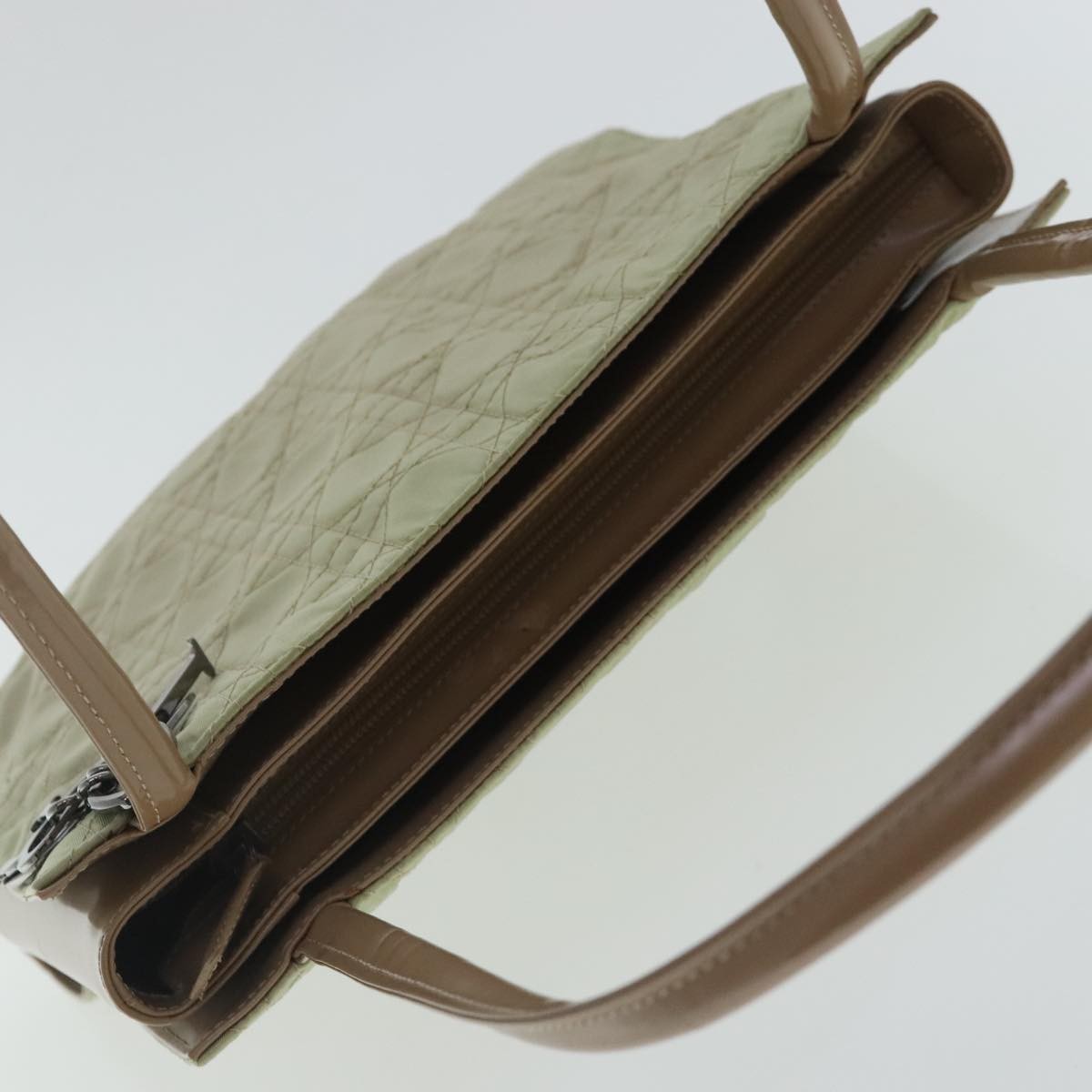 Christian Dior Vintage Tote Cannage Quilt Nylon, BEIGE, NYLON, Tote bag
