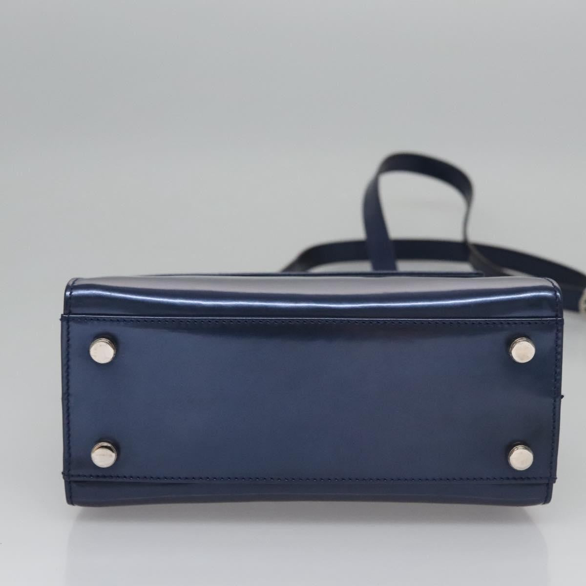 Salvatore Ferragamo Gancini handbag Patent leather, BLUE, PATENT_LEATHER, Handbag
