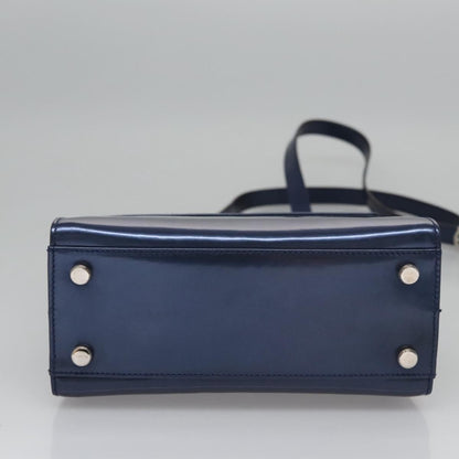 Salvatore Ferragamo Gancini handbag Patent leather, BLUE, PATENT_LEATHER, Handbag