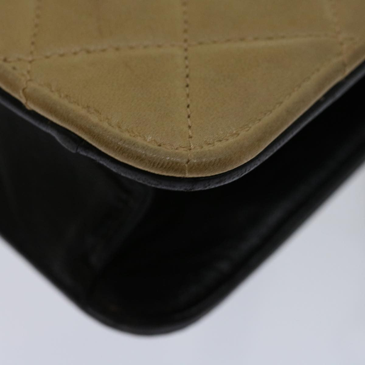 Chanel Vintage Button Waist Bag Quilted Lambskin, BEIGE, LEATHER, Shoulder bag