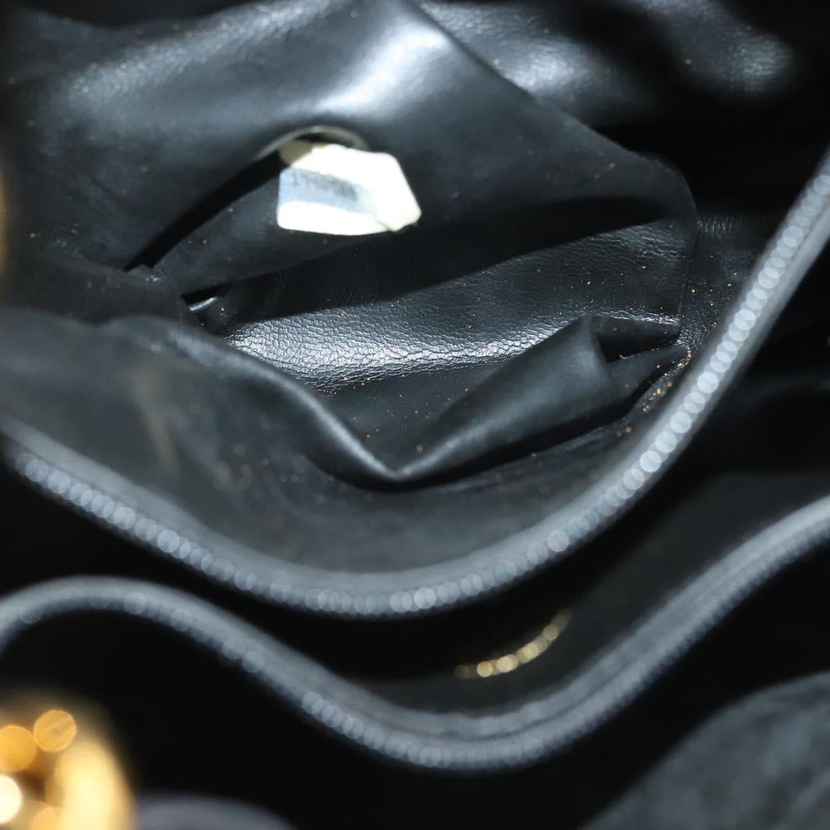 Chanel Vintage Drawstring Chain Bucket Bag Quilted Canvas, BLACK, CANVAS, Shoulder bag