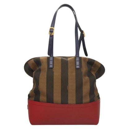 Fendi Pequin 2Bag Canvas and Leather, BROWN, CANVAS, Shoulder bag