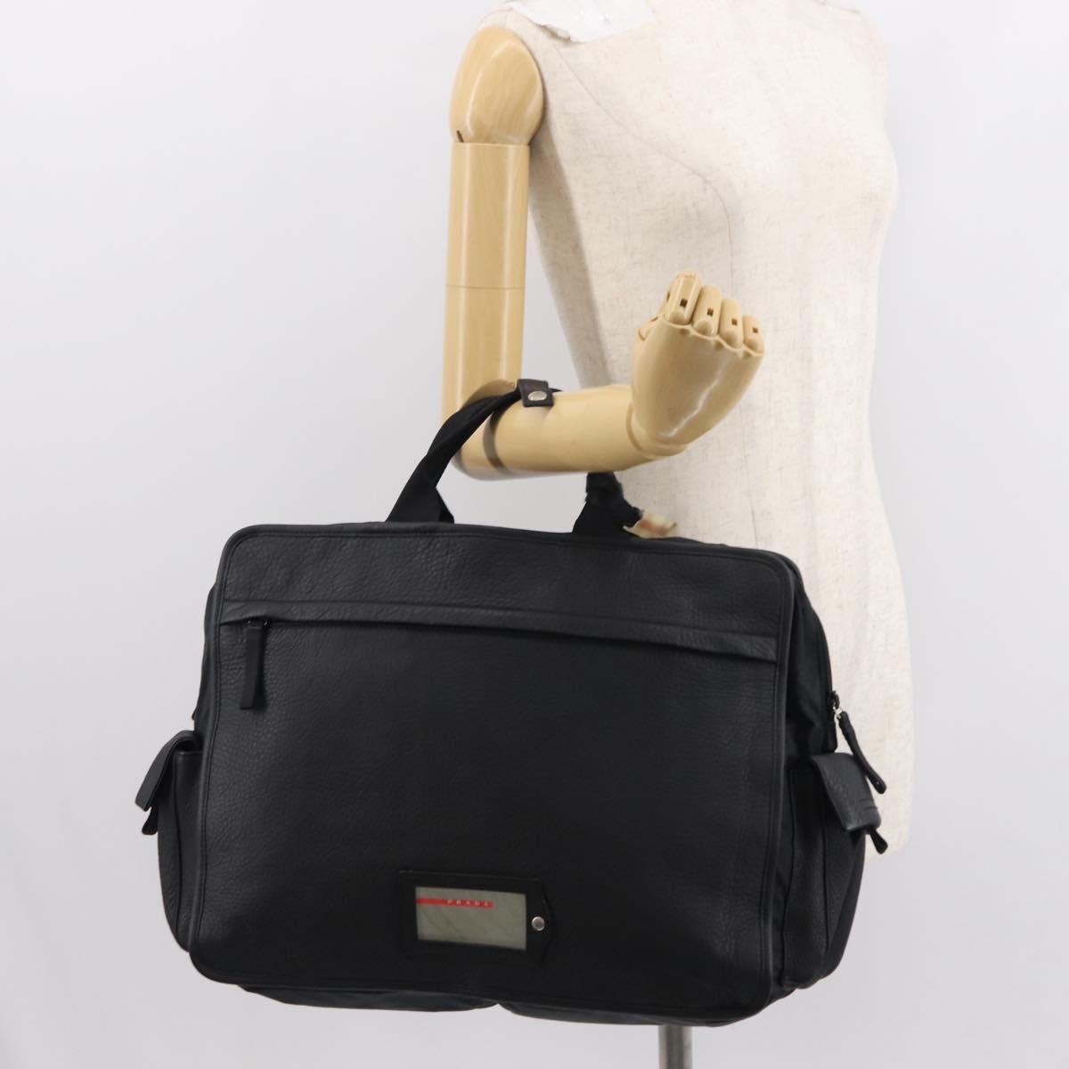 Prada Sport Briefcase Nylon and Leather, BLACK, NYLON, Briefcase