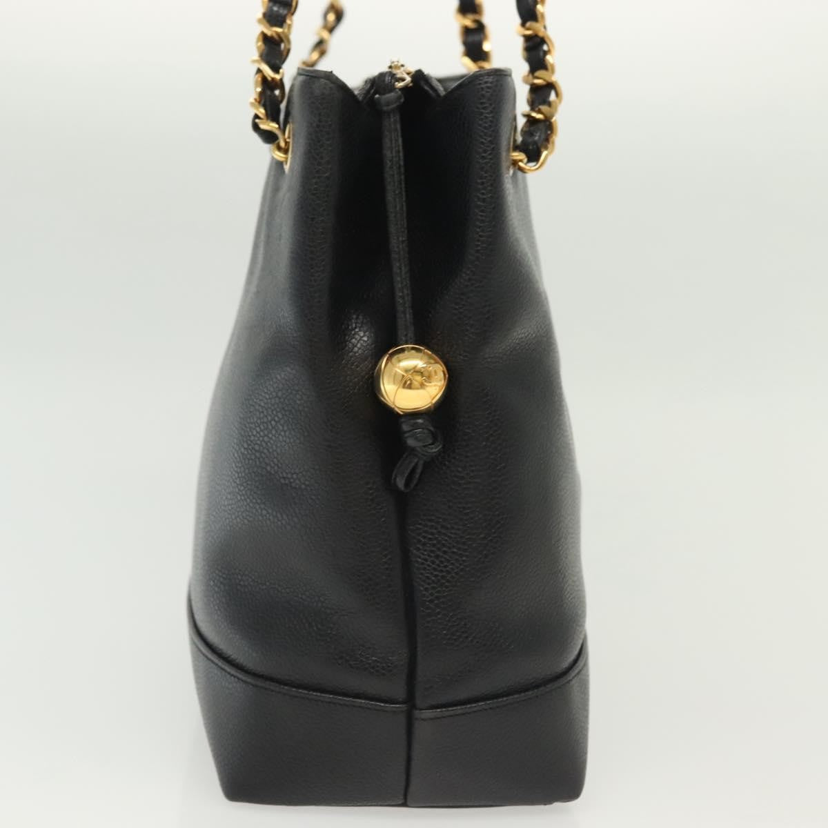 Chanel Vintage CC Logo Chain Tote Caviar, BLACK, LEATHER, Tote bag
