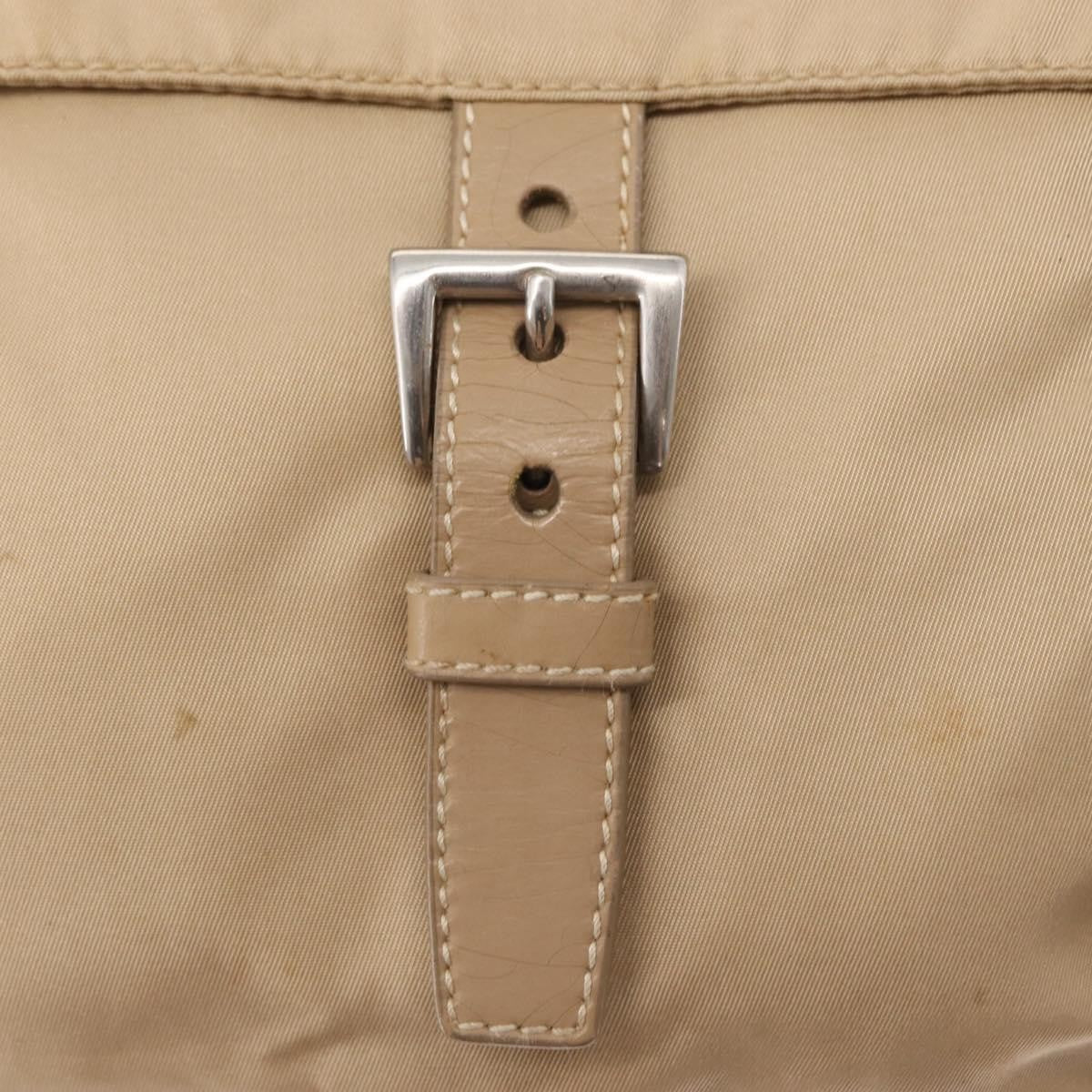 Prada Buckle Messenger Bag Tessuto, Beige, Nylon, Shoulder Bag