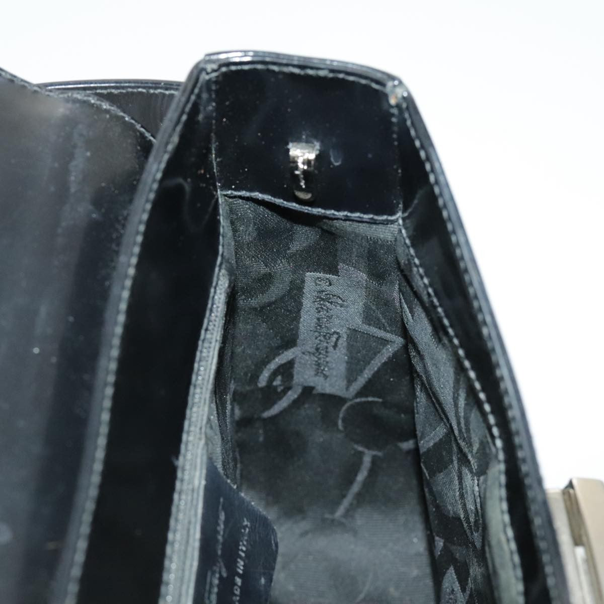 Salvatore Ferragamo Gancini handbag Leather, BLACK, LEATHER, Handbag