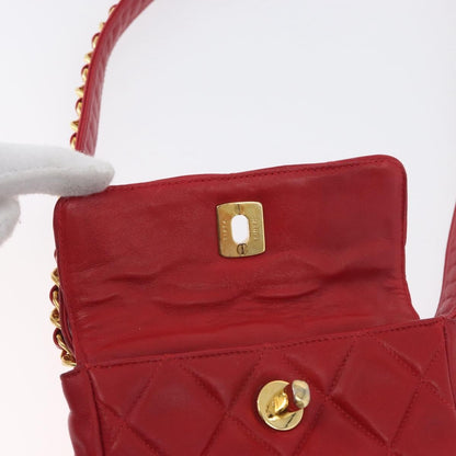 Chanel Vintage CC Flap Waist Bag Quilted Lambskin, Red, Leather, Clutch