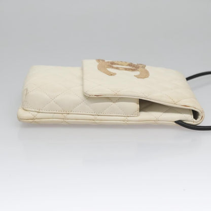 Chanel Cambon Crossbody Bag Quilted Leather, WHITE, LEATHER, Shoulder bag