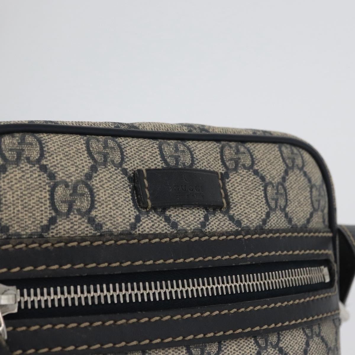Gucci Front Zip Messenger GG Coated Canvas, NAVY, CANVAS, Shoulder bag